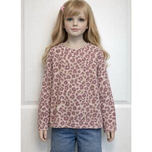 Cat & Jack 2 Pack Cream Leopard Print Long Sleeve Top Size Small(6/7)